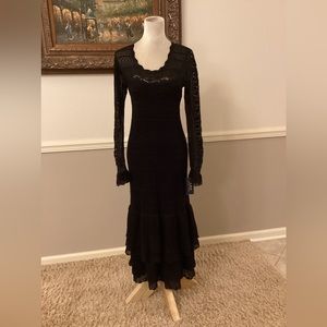 Ralph Lauren Polo Crochet Lace Ruffle Dress Black SZ Small $698